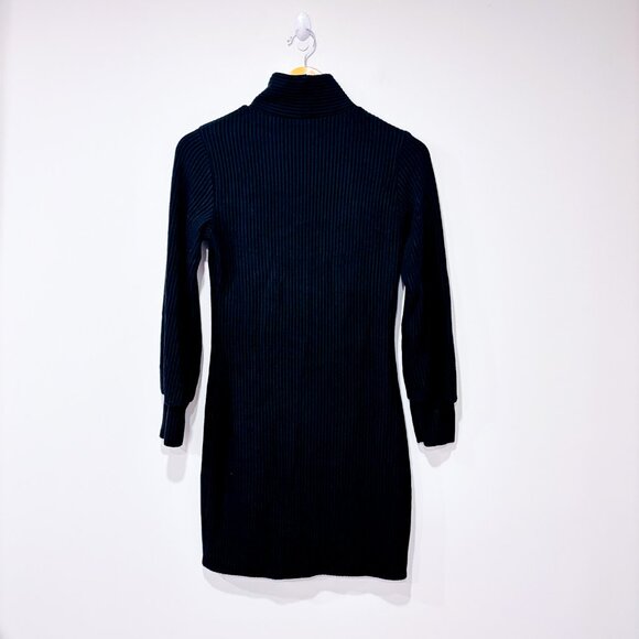 TASH+SOPHIE Black Ribbed High-Neck Bodycon Dress | Minimalist Winter | Small * - Picture 8 of 8